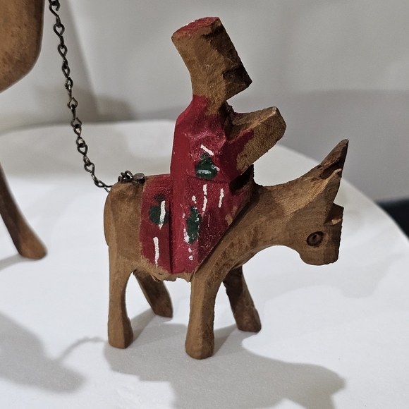 3 Camel Train Hand Carved Wood plus 1 Donkey with Rider 4 Pieces 👀 - Picture 5 of 12